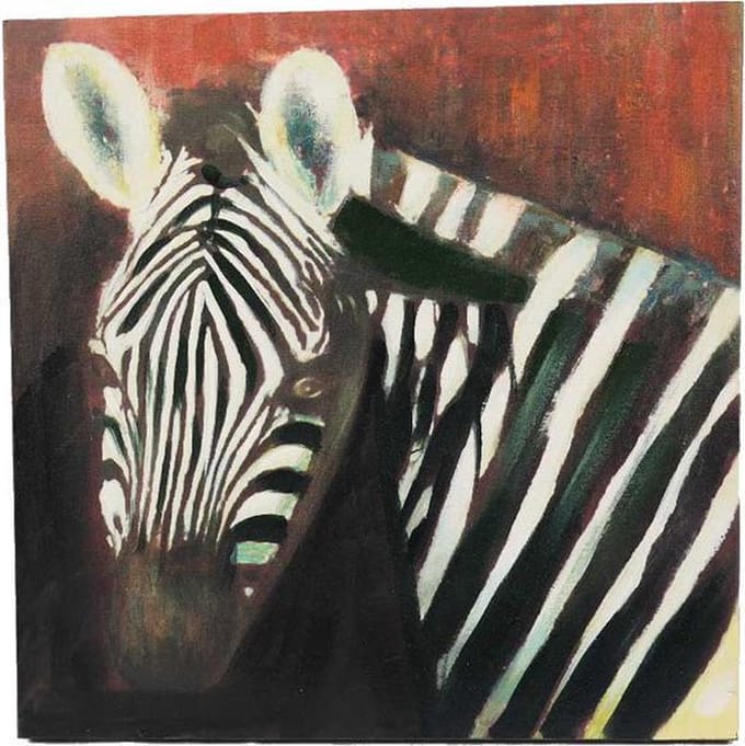 PIA Soft Toys - Zebra schilderij vierkant - 38 cm x 38 cm