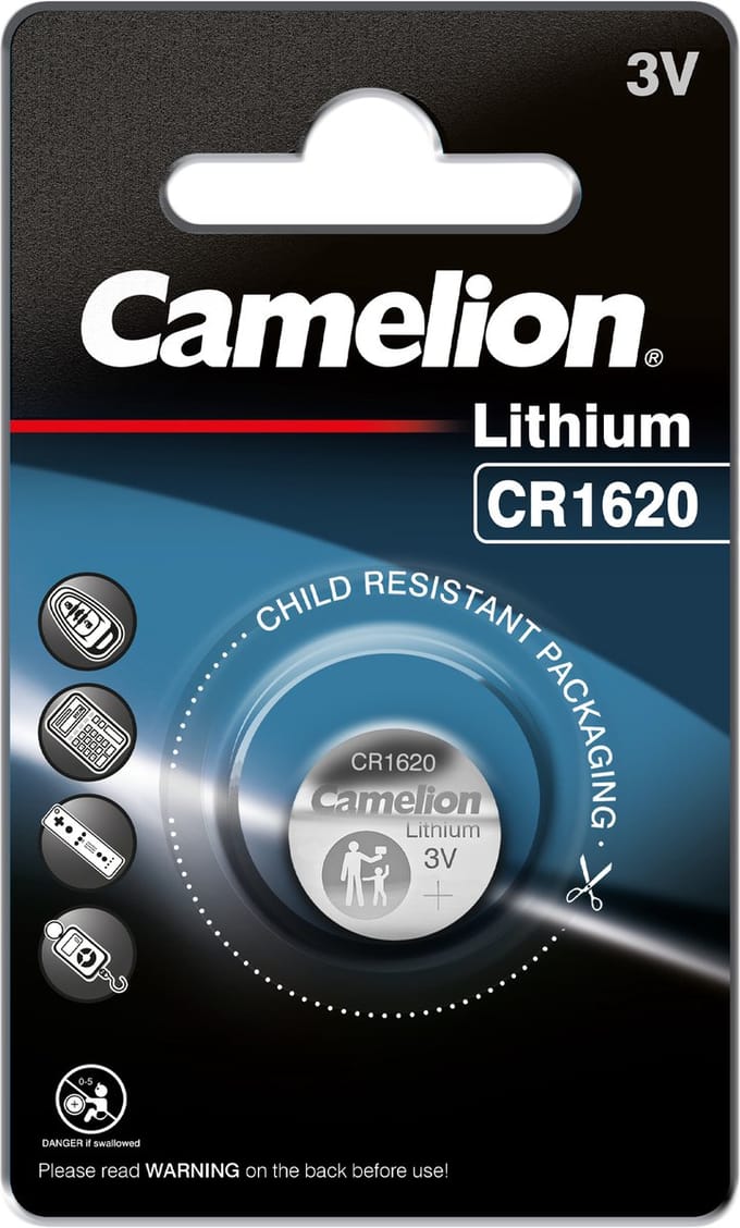 Camelion CR1620 Lithium Knoopcelbatterij – 3V – 60mAh – 1 Stuk