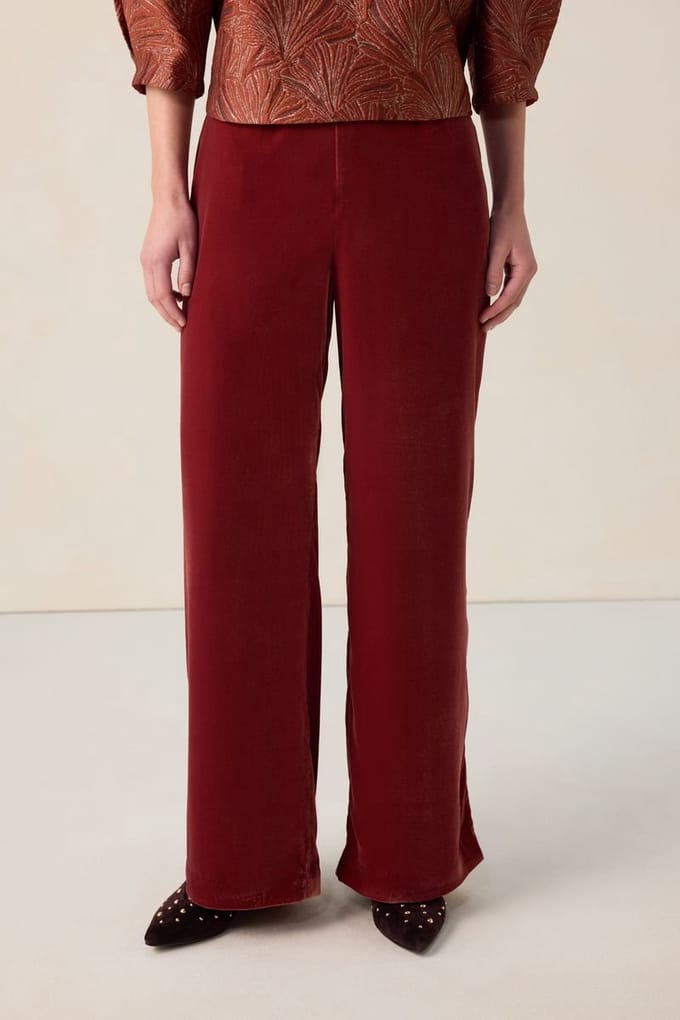 Sissy-Boy - Rode velvet wide leg broek