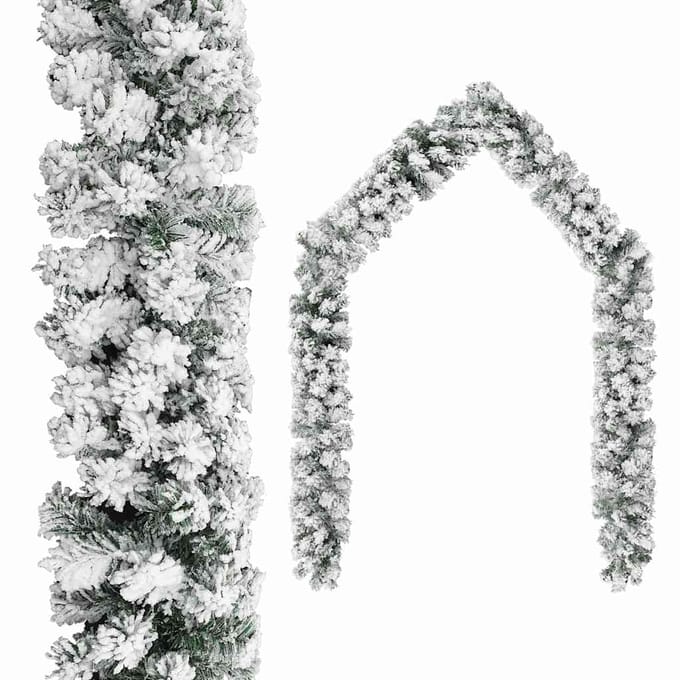 vidaXL - Kerstslinger - met - sneeuw - 10 - m - PVC - groen
