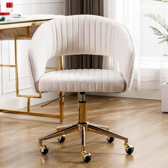 Bureaustoel - Computerstoel Vergaderstoel - Comfortabel Werken - Open Rugleuning - 60 x 57 x 86 cm - Beige