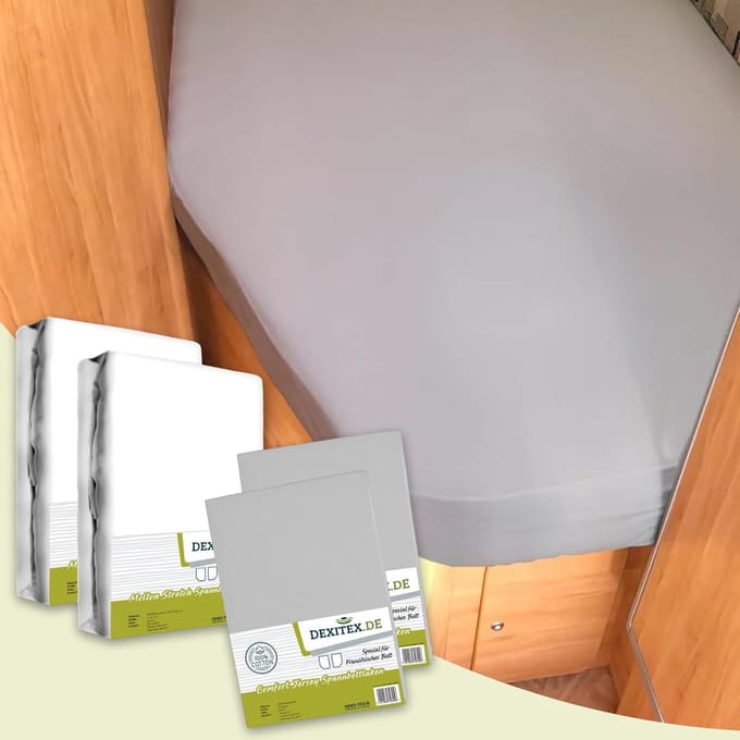 Dexitex Textielpakket Frans bed 2 x Molton / 2 x hoeslaken LICHT GRIJS - LINKS