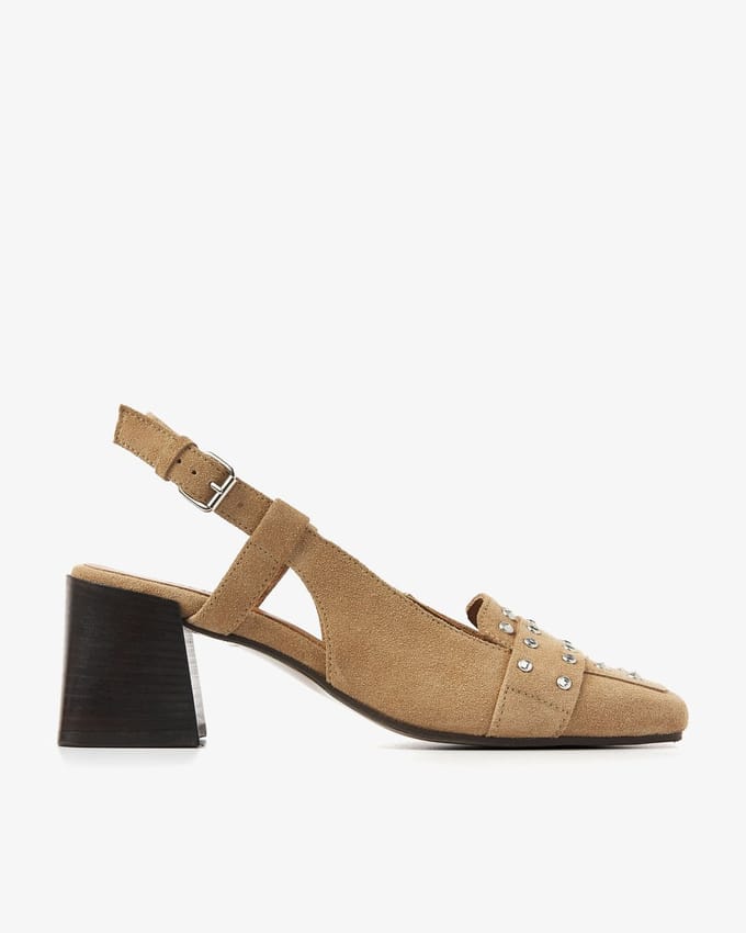 VIA VAI Laine Julia Slingbacks Dames - Suède - Beige - Maat 38