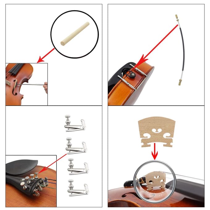Accessoires pour violon 4/4, 15 jeux de planches à cordes + mentonnière + Code Qin