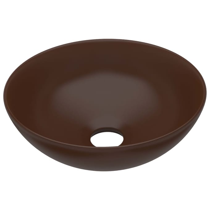 vidaXL - Wastafel - rond - keramiek - donkerbruin
