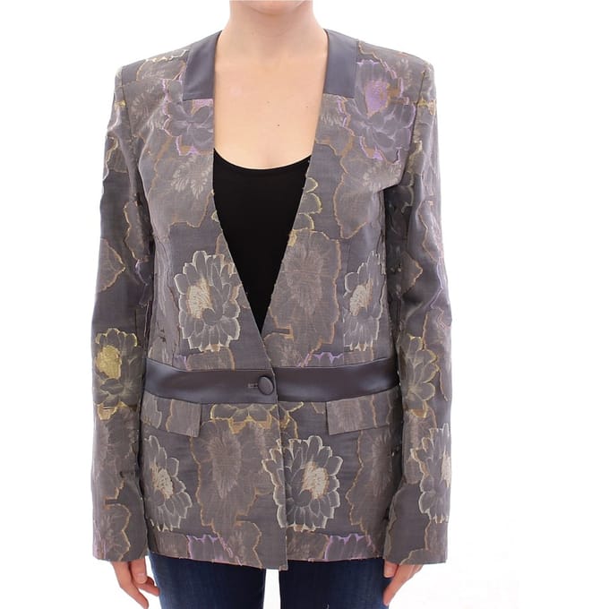 Bloemige Brocade Blazer Lange Mouwen V-hals