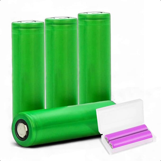 Tech Essentials 18650 Oplaadbare Li-ion Batterij - 2500mAh 3,7V - 5A - Lithium - Houder - Accu - 4-Pack