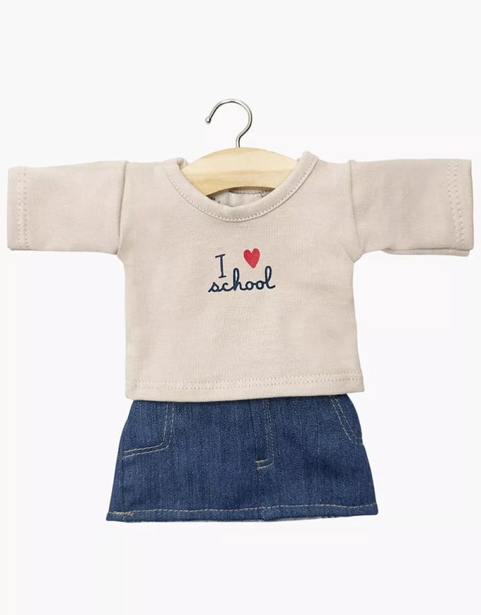 Minikane Gordi Poppenkleding Kledingset I Love School Rok 34 cm