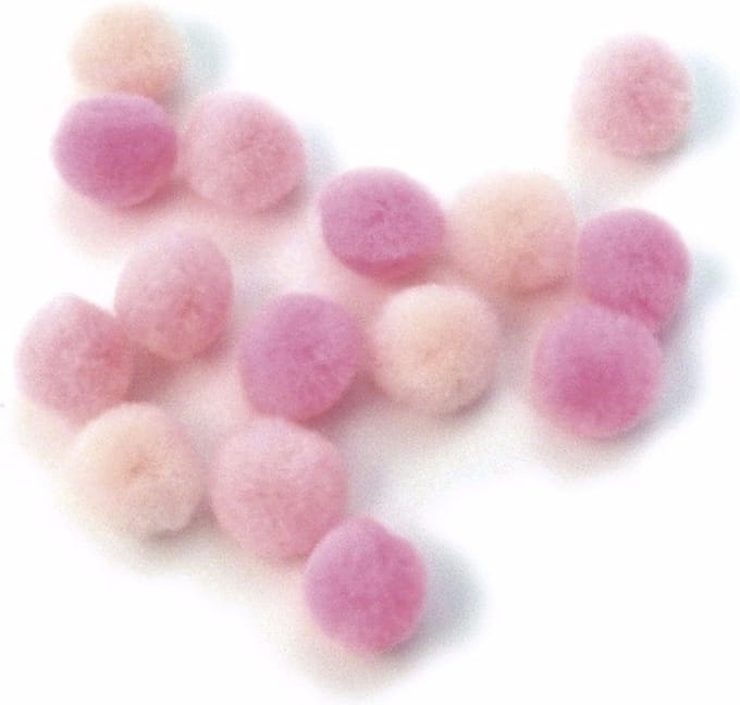 Rayher knutsel pompons - 60x - roze - 15 mm - Hobby en knutselen materialen
