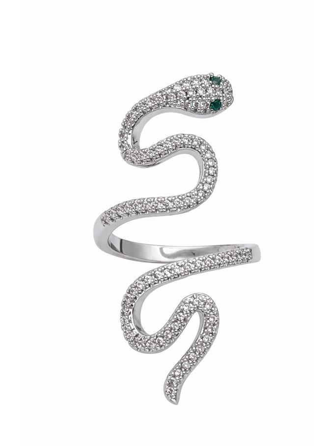 AVANT-GARDE PARIS Ring - Statement - Coiled Snake - Rhodium Plated - Pavé Steentjes - Slip-on