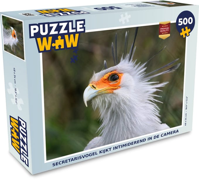 Puzzel Secretarisvogel kijkt intimiderend in de camera - Legpuzzel - Puzzel 500 stukjes