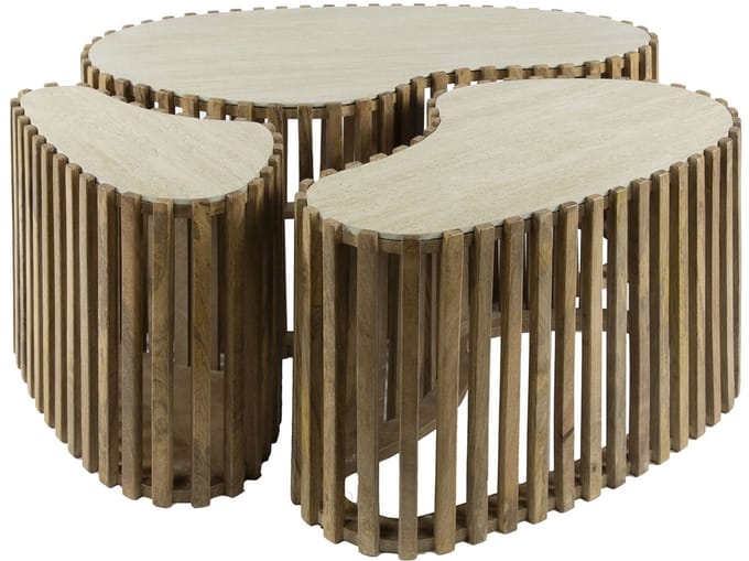 Giga Meubel Salontafel Nuovo - Travertin - Set Van 3 - 90x52x40cm
