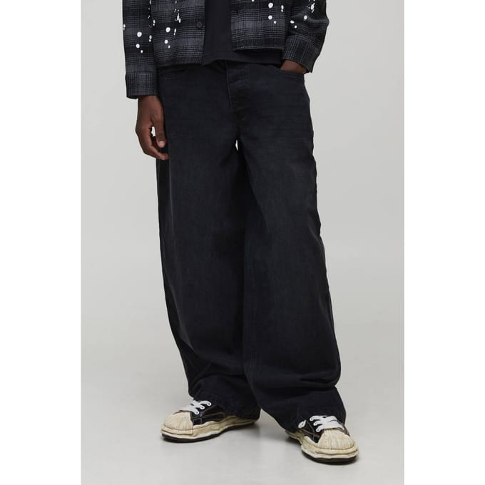 Baggy Fit Gewassen Zijpaneel Jeans | Black | Size 36R