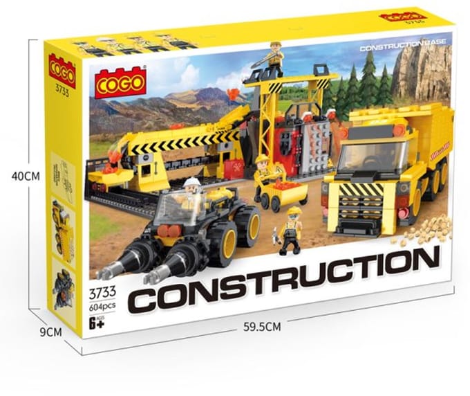 Cogo Mijnbouw Constructie Bouwset - Met dumptruck en tunnelboor - 3733