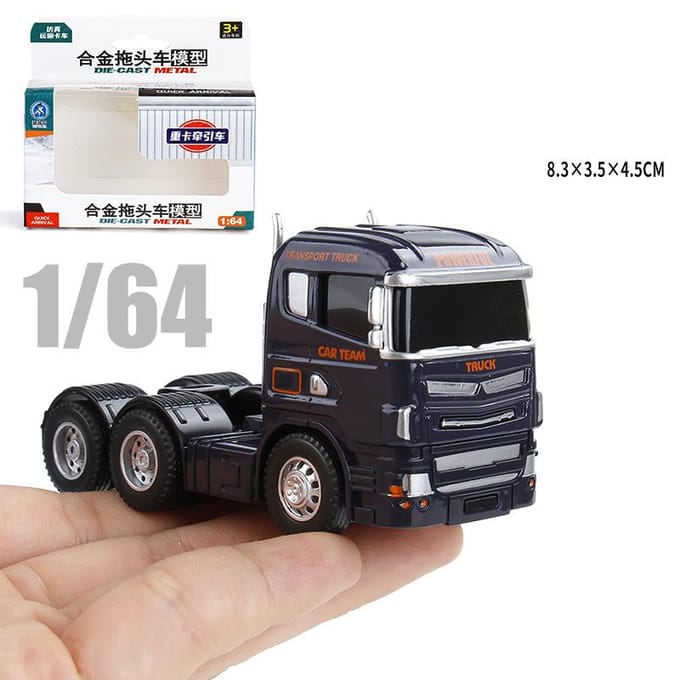 1:64 Scania Container Vrachtwagen Amerikaanse Container Vrachtwagen Minatuur Model Speelgoed Transport Voertuigen Metaal Diecast Trailer Met Pull Back gray