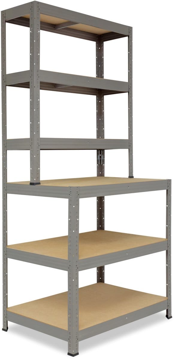 Shelfplaza PRO werkbankstelling - 190x90x60 cm - grijs - 6 planken