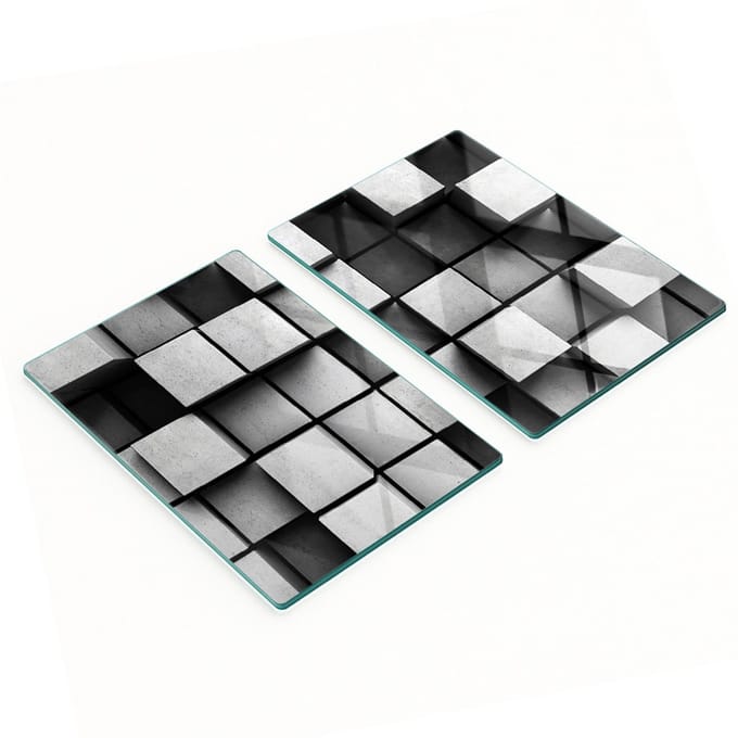 Decoratieve glazen snij- en serveerplanken, abstract ontwerp, 2x40x52 cm