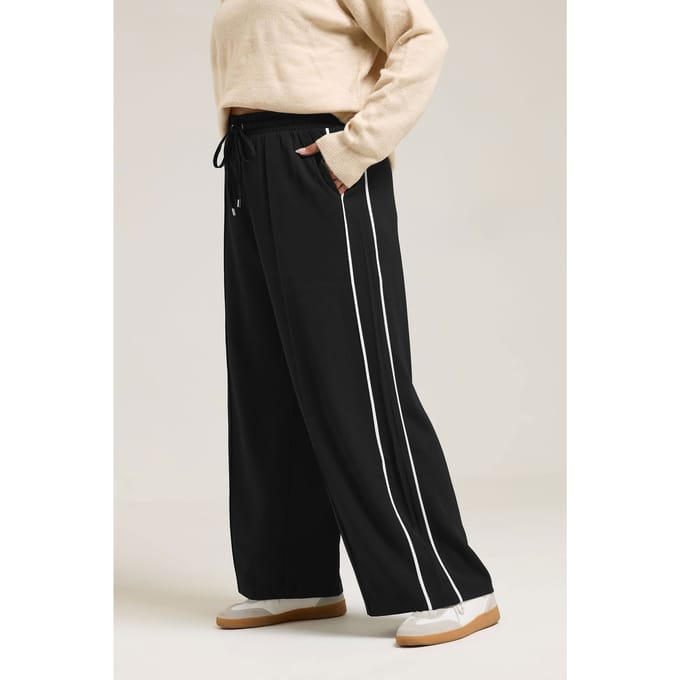 Yours Zwarte Zijstreep Wijde Broek Size 42