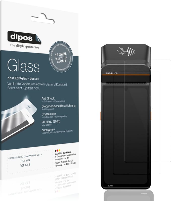 dipos – 2x Pantserfolie geschikt voor Sunmi V3 A13 | 9H Screenprotector