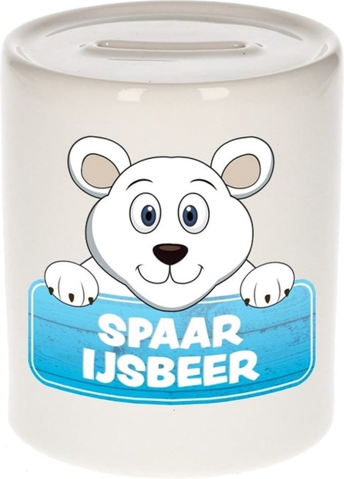 Kinder spaarpot met spaar ijsbeer opdruk - keramiek - ijsberen spaarpotten