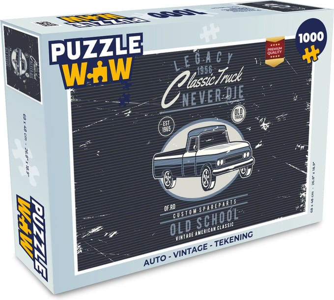 Puzzel Auto - Vintage - Tekening - Legpuzzel - Puzzel 1000 stukjes volwassenen