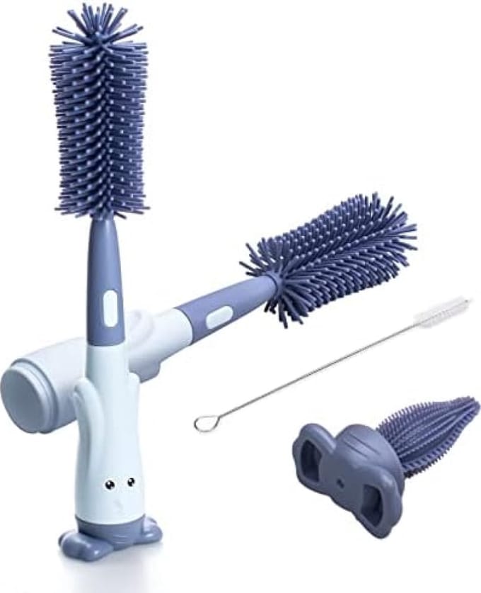 Siliconen flessenborstel voor baby's met 3-in-1 draagbare set