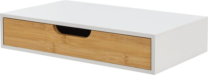 Wandplank met lade Bokn bamboe 40x24x8 cm wit [en.casa]