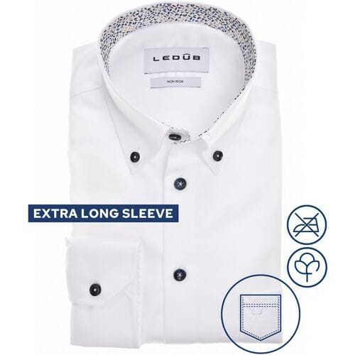 Ledûb Overhemd Urban Contrast Collar Mouwlengte 7 Wit / male
