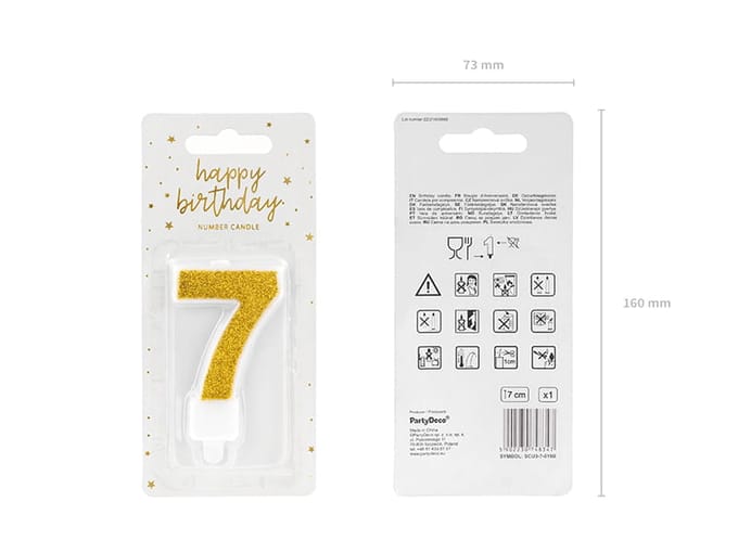 PartyDeco Cijferkaars 7 Goud 7cm