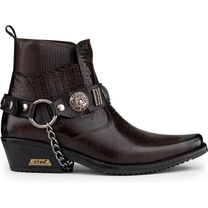 Bruin lederen Winklepicker westerse gotische laarzen voor heren