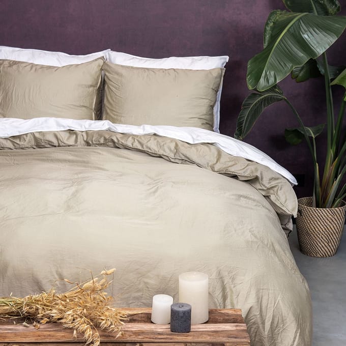 Dreamers Den gewassen Katoensatijn 300 TC Sand - 140x200/220cm (260cm lengte)