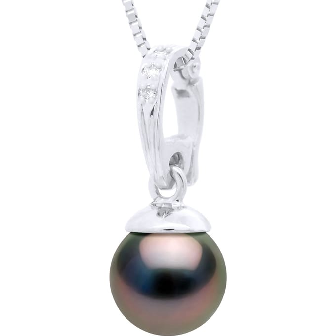 Beaded Hangertje Openbaar Wit Goud en Echte Gecultiveerde Tahiti Parel Rond 10-11 mm