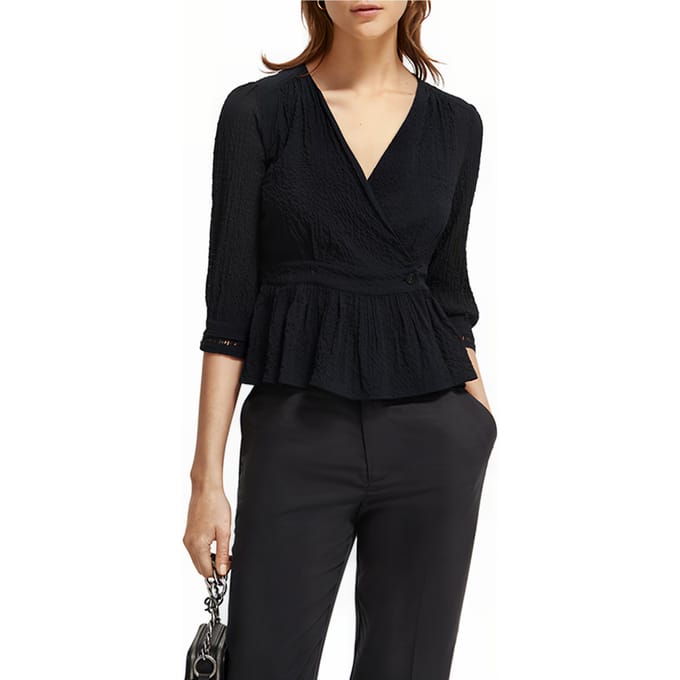Scotch & Soda Wrap Top Black Taglia: 34 | Magliette intime Outlet | Donna | Nero