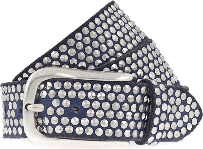b.belt Leren riem Zoe Silver Stud Belt W105 Denim blauw