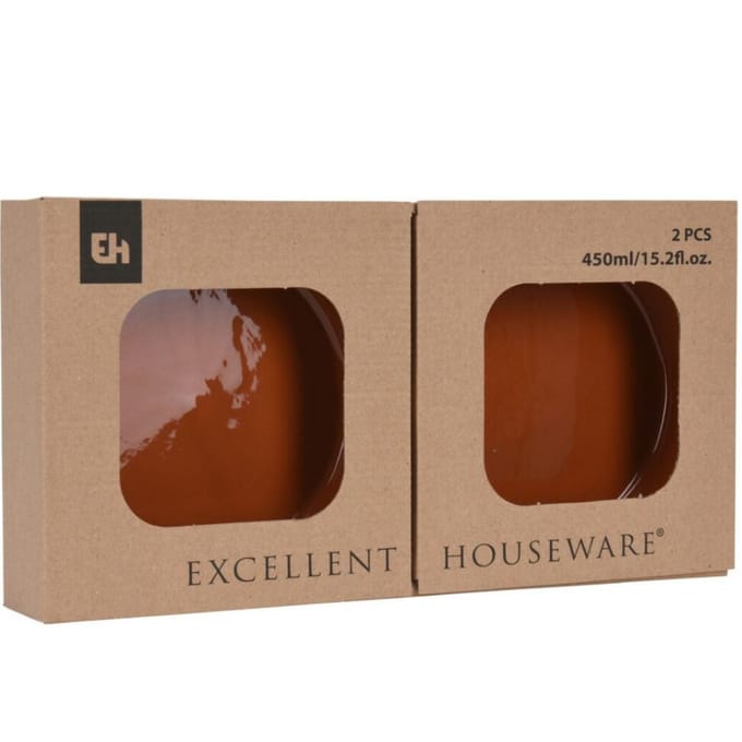 Excellent Houseware Tapas schaaltjes - 2x stuks - terracotta - 16 x 4 cm - 450 ml