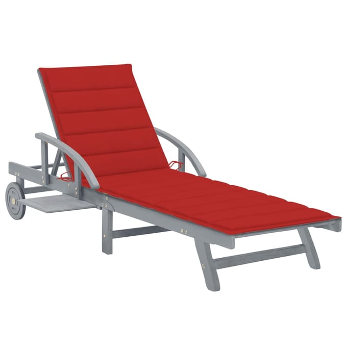 vidaXL - Ligbed - met - kussen - massief - acaciahout