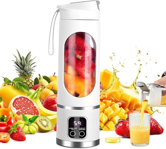 Draagbare blender - Mini mixer - Gezonde drankjes maken - 12-messysteem - 450 ml - Wit