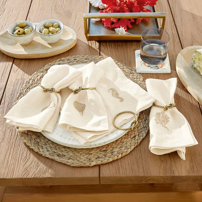 LOBERON Servet set van 4 Celorin crème/bruin