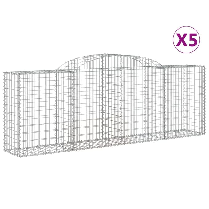vidaXL - Schanskorven - 5 - st - gewelfd - 300x50x100/120 - cm - ijzer