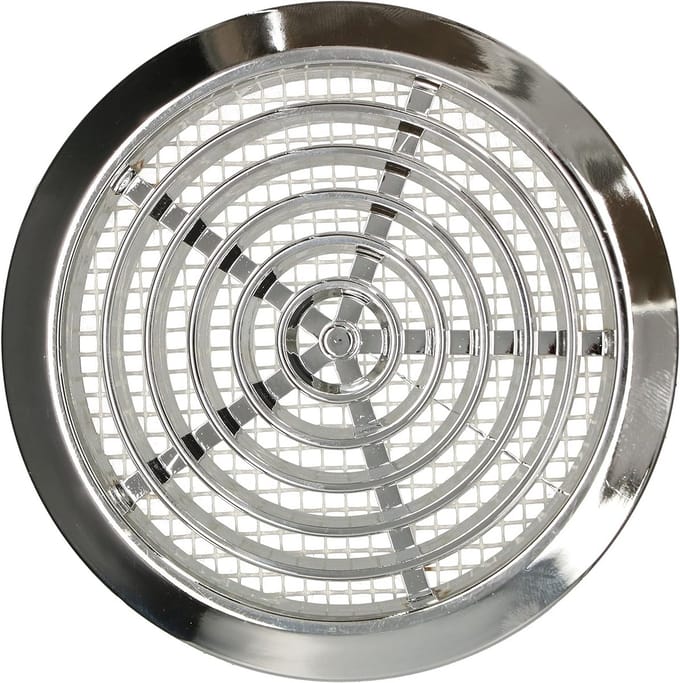 Rond Ventilatie Rooster Chroom Ø 80mm met Insectenhor