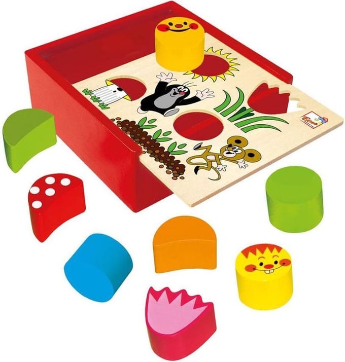 Bino Vormenbox Mole Junior 16 X 16 X 6 Cm Hout 2-delig
