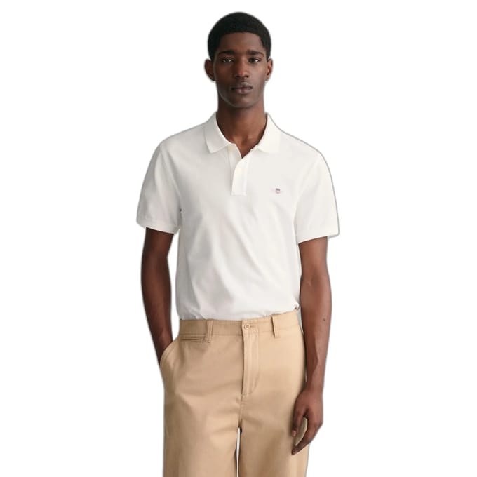 GANT Heren Regular Fit Korte Mouw Shield Logo Pique Polo