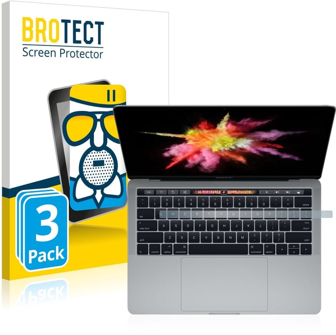 BROTECT - Screenprotector voor Apple MacBook Pro 13" 2017 (Unteres Display) - Folie Beschermfolie Beschermglas matte 3 Stuks