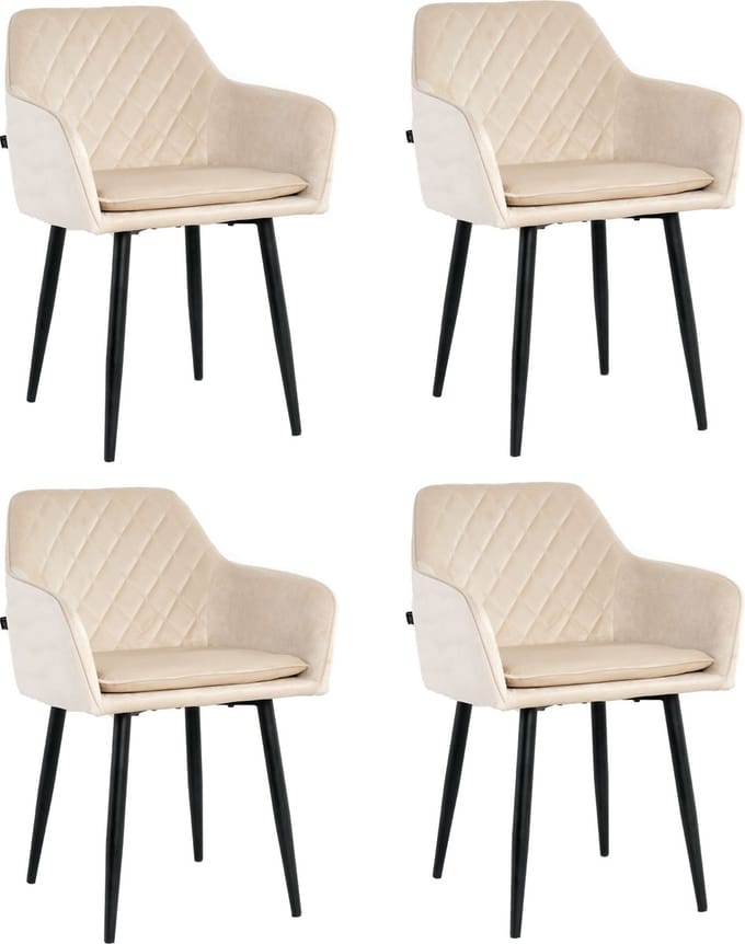 Lina® Noble Eetkamerstoelen met Armleuning – Set van 4 – Beige