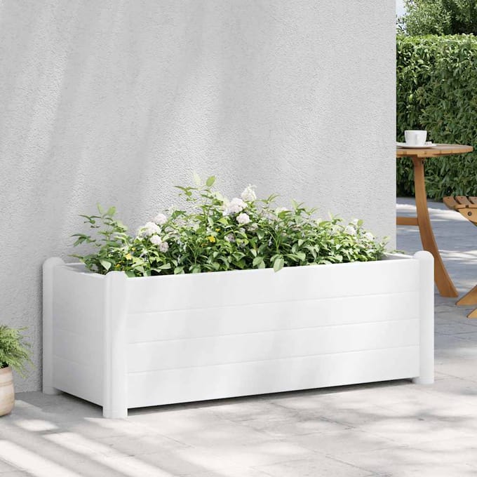 vidaXL - Plantenbak - verhoogd - 100x43x35 - cm - PP - wit