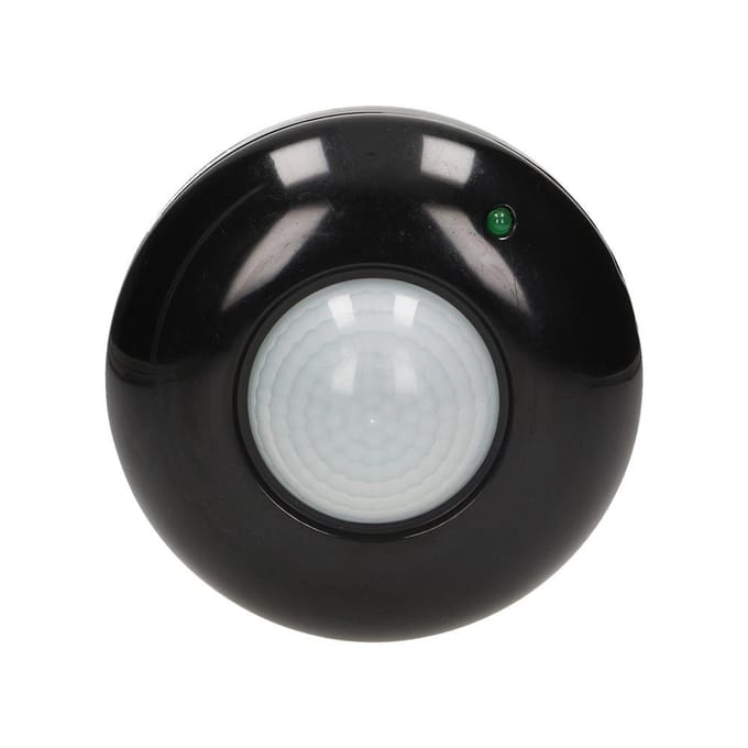 PIR bewegingssensor binnen voor lamp - Bewegingsmelder plafond - Motion sensor 360° - Doorgangsmelder 2000 Lux - Zwart