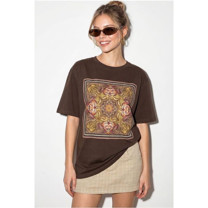 Oversized Ethische Print Katoenen T-Shirt