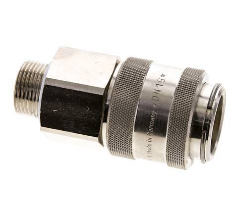 Vernikkeld Messing DN 19 Luchtkoppeling Snelkoppeling G 3/4 inch Buitendraad Double Shut-Off - CLS19-M-BN-SV-034
