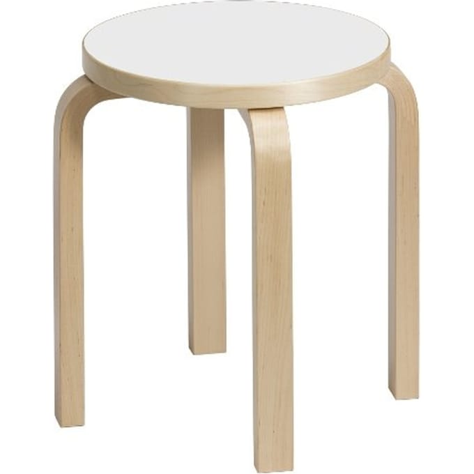 Artek - E60 kruk - poten berken / zitting laminaat wit