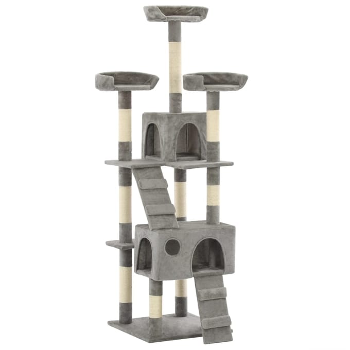 vidaXL - Kattenkrabpaal - met - sisal - krabpalen - 170 - cm - grijs